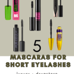 A pinterest photo pin showing 5 Mascaras for Short lashes