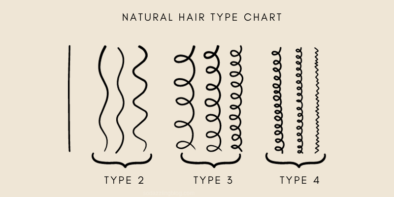 Image showing the different curl patterns included in the natural hair type chart