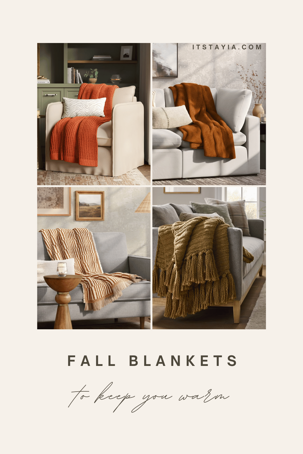 inexpensive home decor - image showing 4 Fall Blankets available at Target