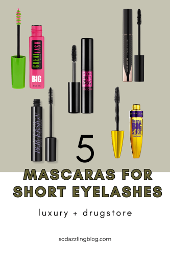 A pinterest photo pin showing 5 Mascaras for Short lashes